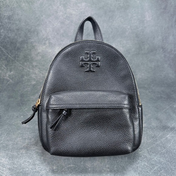 Tory Burch Black Leather Mini Backpack Purse Bag Designer Fashion - Picture 1 of 7